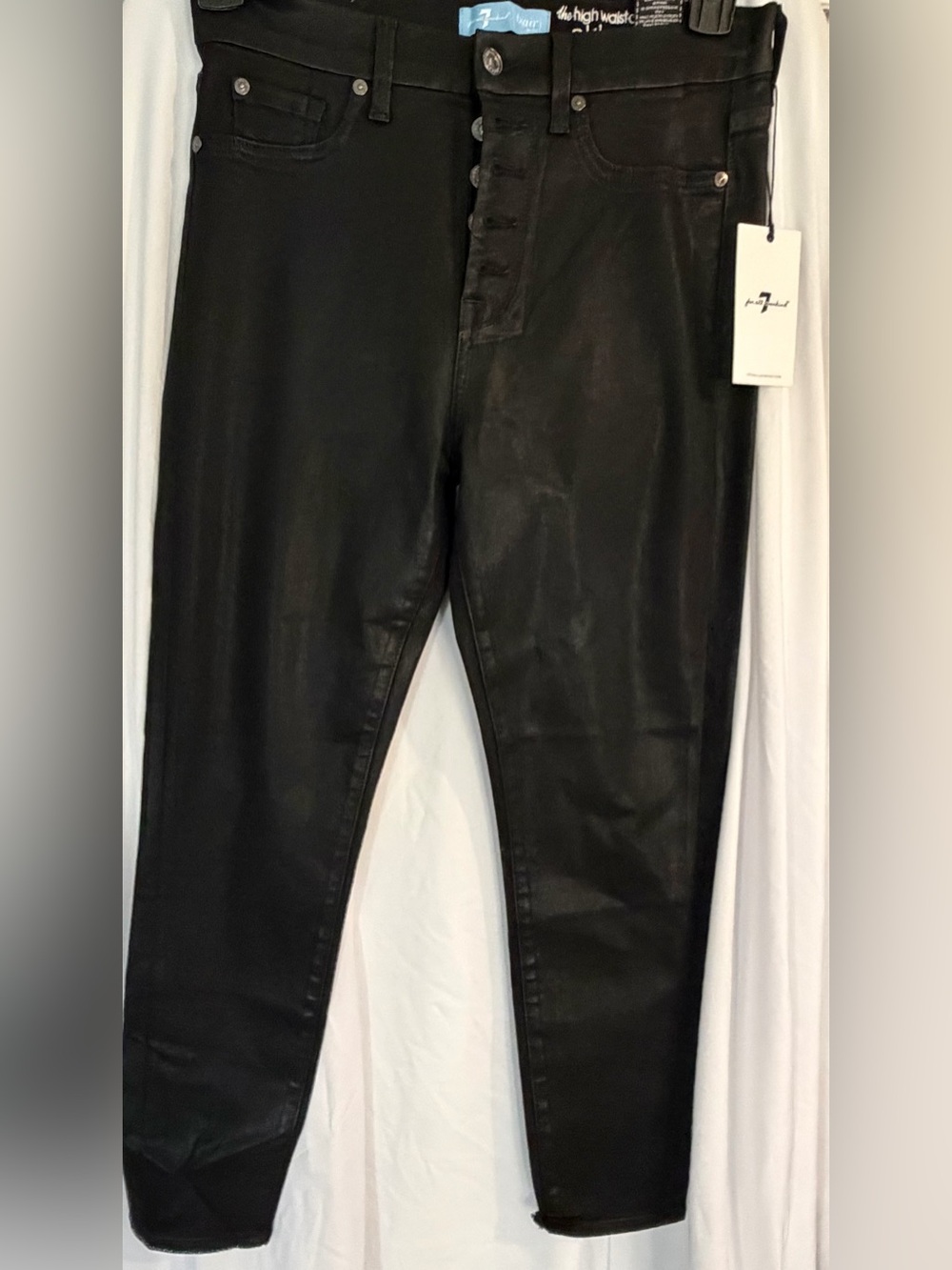 7 For All Mankind Black Coated Skinny Jeans - Size 30